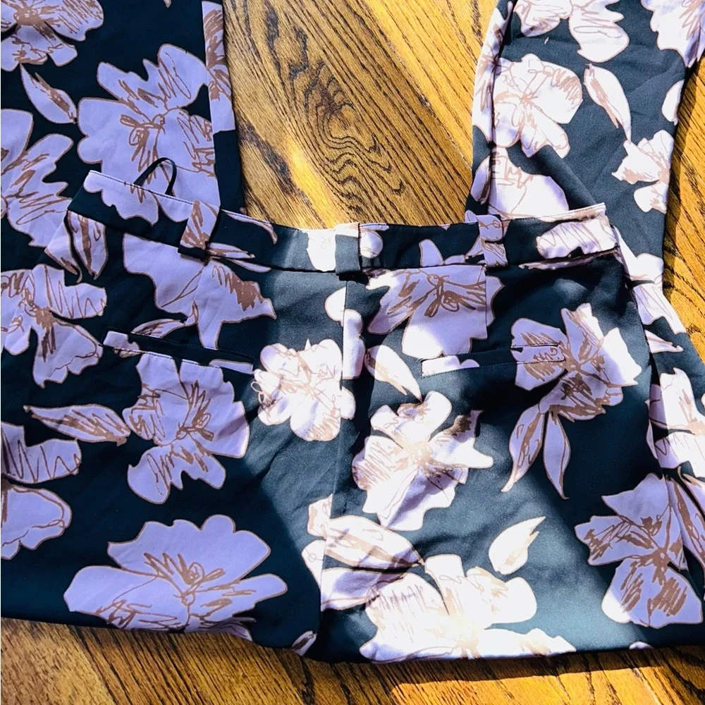 RACHEL Rachel Roy Black and Pink Floral Pants - Picture 2 of 3